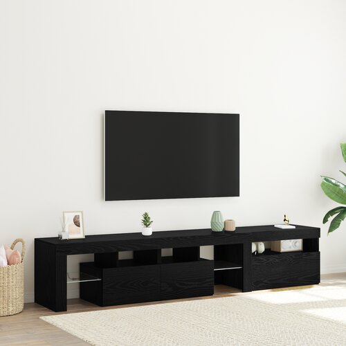 vidaXL TV kabinetski set 2 kom s LED rasvjetom od crnog hrasta, TV stalak od crnog hrasta s LED rasvjetom, 60x35x40 cm, izrađen od konstruiranog drveta Cijene
