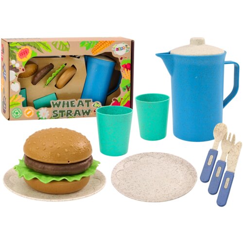  Set posuđa za igru, tanjuri, šalice, vrč, hamburger, pribor za jelo, 11 kom Cijene
