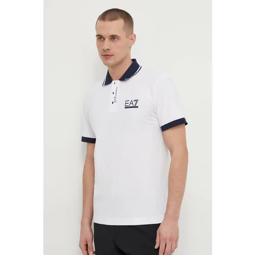 Ea7 Emporio Armani Polo majica za muškarce, boja: bijela, s aplikacijom