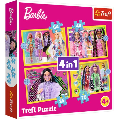 Puzzle 4 u 1 - Happy World of Barbie Trefl 34626 Slike