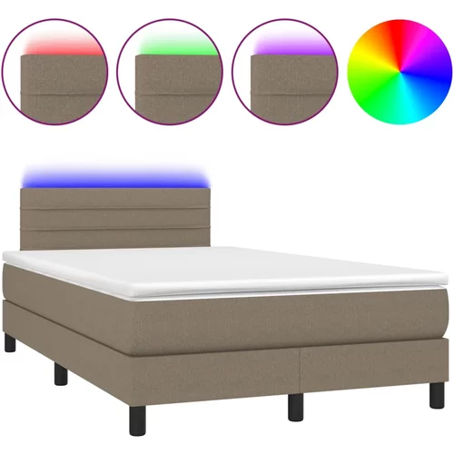 vidaXL Box spring postelja z vzmetnico LED taupe 120x190 cm blago, (21111801)