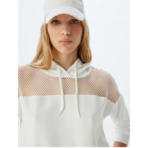 Koton Oversize Sweatshirt Hooded Mesh Detail Long Sleeve