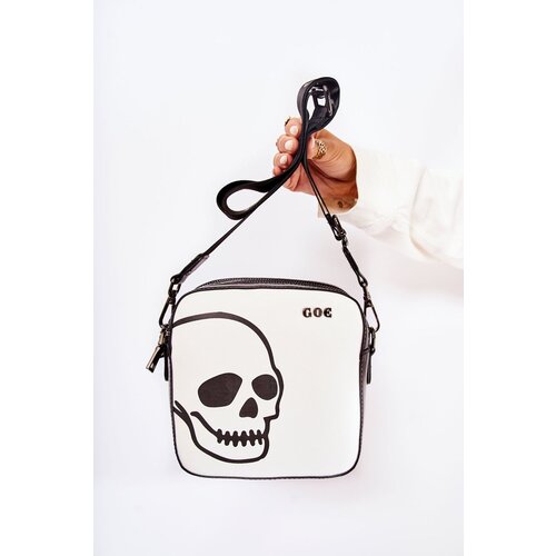 GOE Leather Messenger Bag W Pattern ZNJ013 Black and White Slike