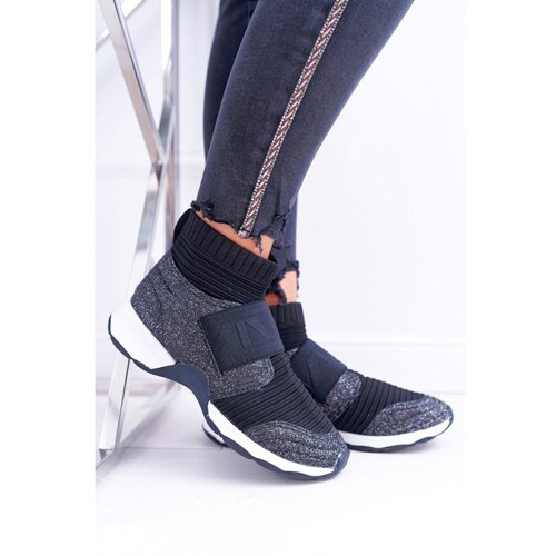 Kesi Ženske sportske cipele Lu Boo s čarapom Brokat crna Phantom plava | bela Slike