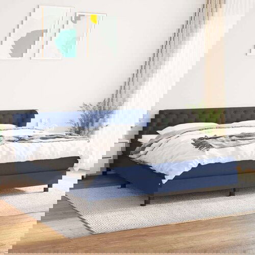  Krevet s oprugama i madracem plavi 160x200 cm od tkanine Slike