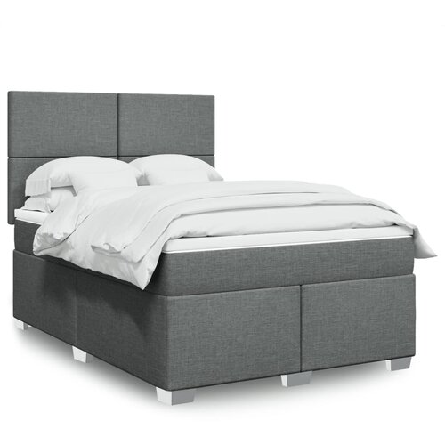 VidaXL Box spring postelja z vzmetnico temno siva 140x200 cm blago Slike