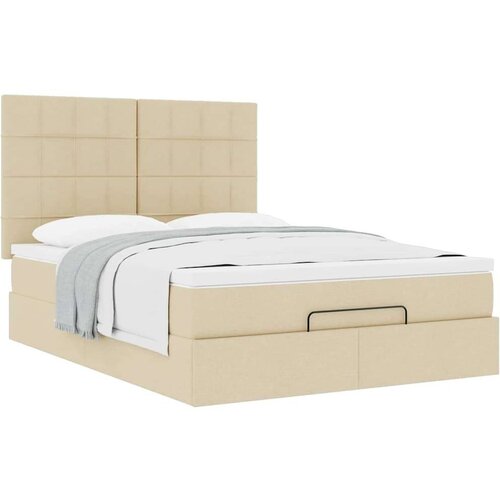 VidaXL otomanski okvir kreveta s madraca krem 140x200cm od tkanine Slike