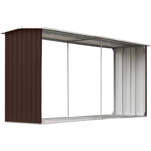  Vrtna ostava za drva od pocinčanog čelika 330x92x153 cm smeđa Slike