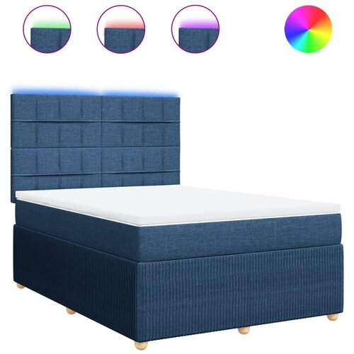 vidaXL Box spring postelja z vzmetnico modra 160x200 cm blago, (21308188) Cene