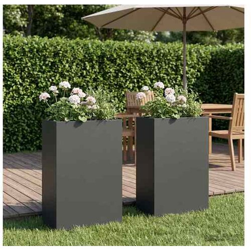 vidaXL Vrtna saksija 2 kom. Antracit 40 x 20 x 75 cm Čelična vrata - Antracit 40 x 20 x 75 cm 2 Cene