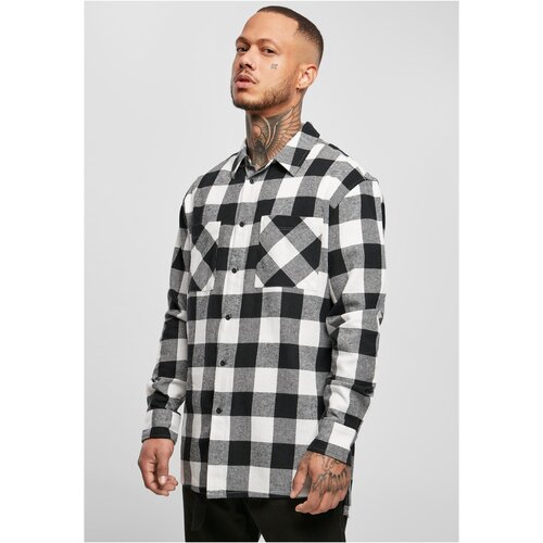 UC Men Long oversized plaid shirt black/white Cene