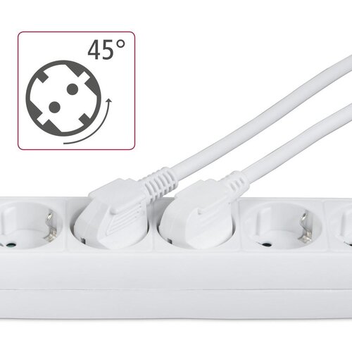 Hama 108833 White, 6 utičnica, 5m, prekidač strujna utičnica Slike