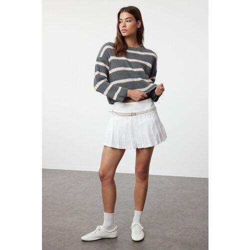 Trendyol Anthracite Crop Basic Striped Knitwear Sweater Cijene