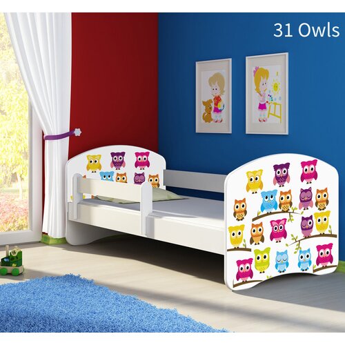  Dječji krevet ACMA s motivom, bočna bijela 140x70 cm 31 Owls Cene