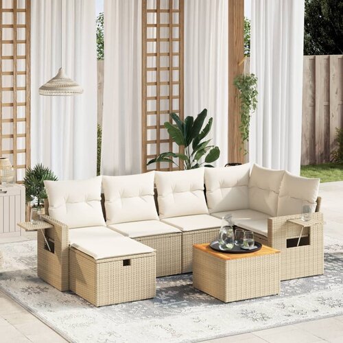 vidaXL 7-dijelni set vrtnih sofa od poliratana s jastucima bež Cijene