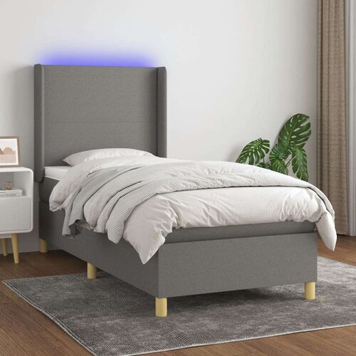  Box spring s madracem LED tamnosivi 100x200 cm tkanina Slike