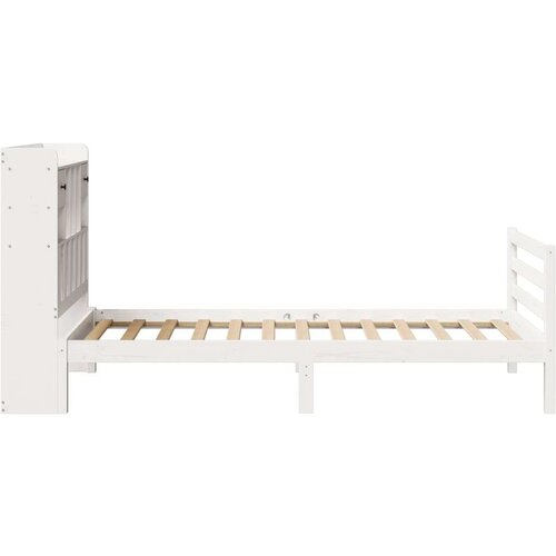 vidaXL Krevet s regalom za knjige bez madraca bijeli 75x190cm borovina Cene