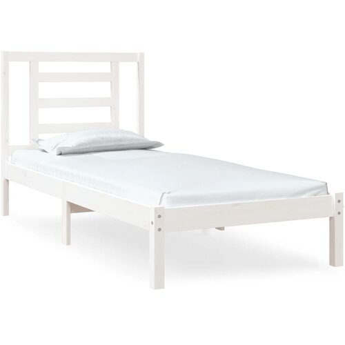  Okvir za krevet od masivnog drva bijeli 75 x 190 cm mali Slike