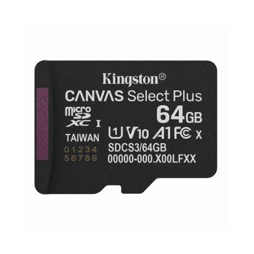 Kingston SDCS3/64GBSP MicroSD 64GB, Canvas Select Plus, Class 10 UHS-I U1 V10 A1, Read up to 100MB/s Cene