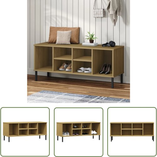 The Living Store Regal za čevlje z nogami rjav 106x35x45 cm trden les OSLO - Regal Za Čevlje, (21744678) Cene