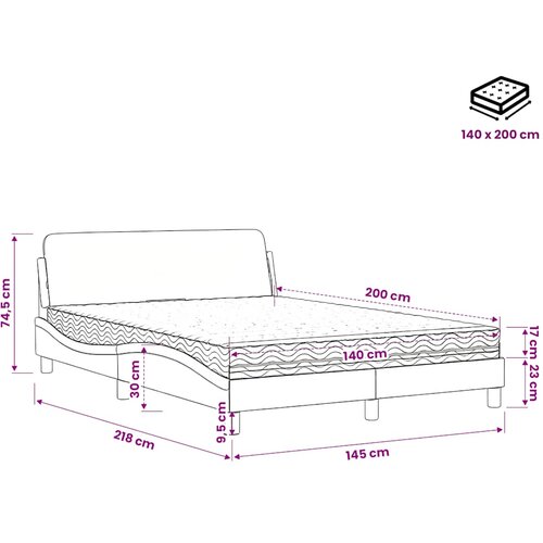  Krevet s madracem Dover krem 140x200 cm od tkanine Slike