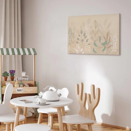  Slika - Morning in the Meadow - Various Pastel Plants on a Beige Background 30x20 Na talijanskom platnu Slike