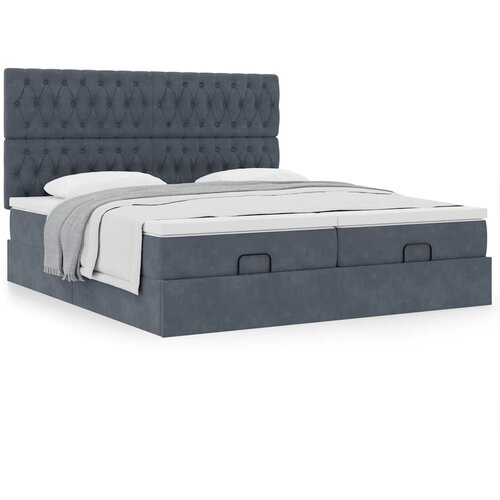 VidaXL Otomanski posteljni okvir z vzmetnicami siv 180x200cm žamet Slike