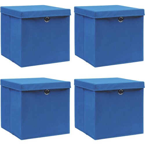 VidaXL Kutije za pohranu s poklopcima 4 kom plave 32x32x32 cm tkanina Slike
