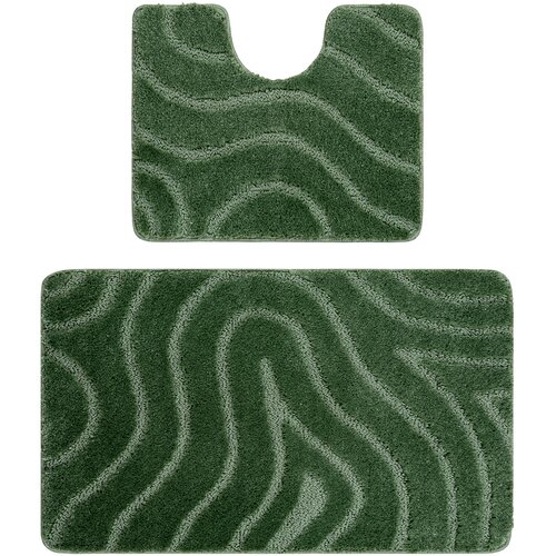 RugsX Kopalni&scaron;ke preproge Dvodelni kopalni&scaron;ki set preproga SUPREME WAVES, v 60x100 cm Zelena Cene