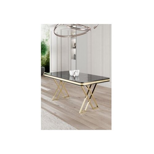Hanah home Trpezarijski sto Vals, 130x74x80 cm, Zlatna boja Cijene
