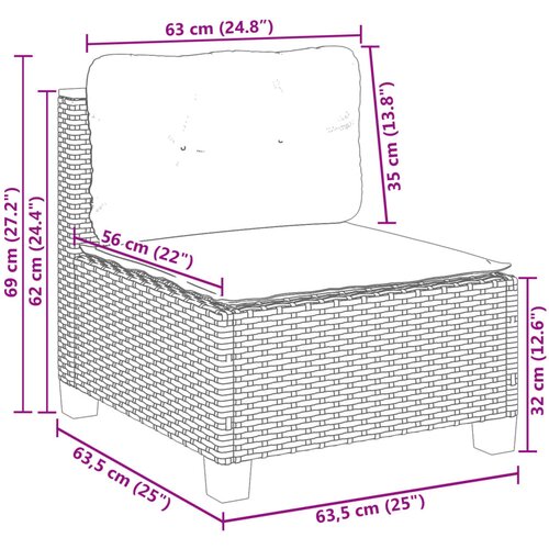 10-dijelni set vrtnih sofa s jastucima bež od poliratana 63.5 x 63.5 x 62 cm Slike