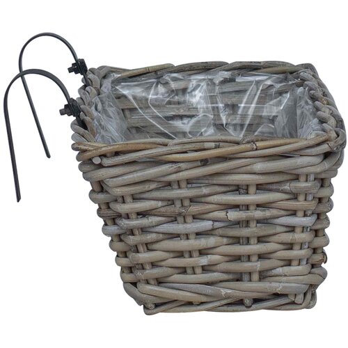  Viseća Ko&amp;scaron;ara za Saksije 2 pcs Siva 48 x 22 x 15 cm Lacak Ratan Slike