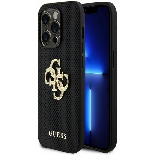 Guess PU Perforated 4G Glitter Metal Logo Zadn&iacute; Kryt pro iPhone 15 Pro Max Black Ovitek za telefon Vijolična Cene