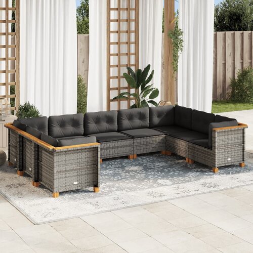 vidaXL 9-dijelni set vrtnih sofa od poliratana s jastucima sivi Cijene