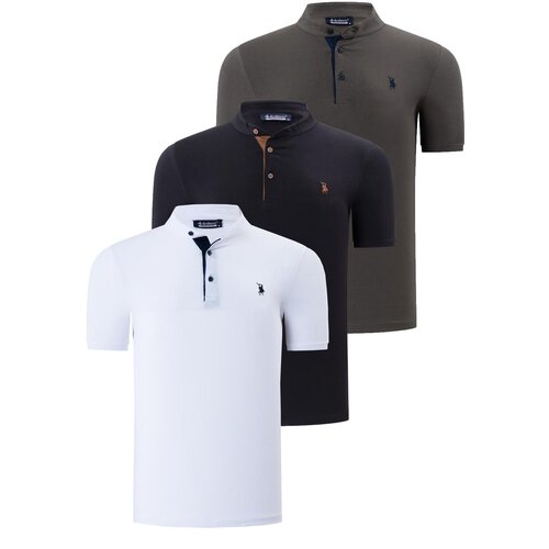 Dewberry TRIPLE SET T8560 MEN&amp;#039;S T-SHIRT-BLACK-WHITE-KHAKI Slike