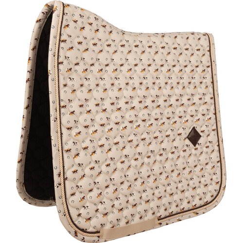 Kentucky Horsewear Dresurna podsedelnica Velvet z vzorcem konjev, FULL - Beige Slike