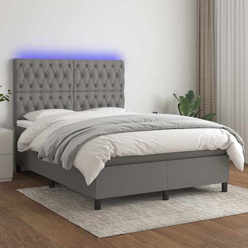  Krevet box spring s madracem LED tamnosivi 140x190 cm tkanina Cijene
