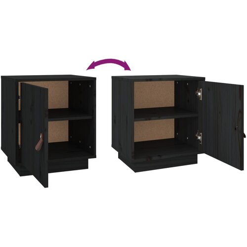 Noćni ormarići 2 kom crna 40 x 34 x 45 cm od masivne borovine Slike