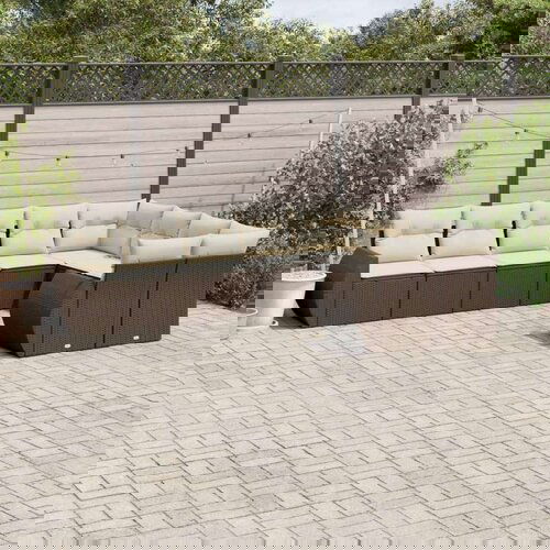 vidaXL 9-dijelni set vrtnih sofa s jastucima poliratan smeđi Cijene