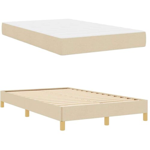 Box spring krevet Krema i smeđa 120 x 190 cm Slike