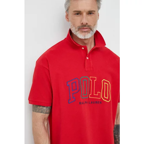 Polo Ralph Lauren Pamučna polo majica boja: crvena, s aplikacijom