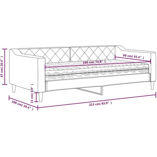 VidaXL Dnevni krevet s madracem tamnosivi 90 x 190 cm od tkanine Slike