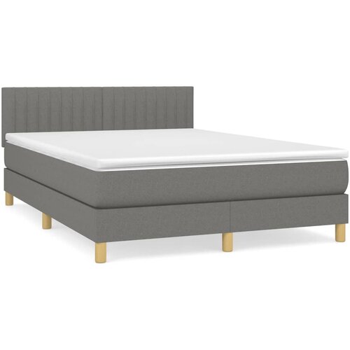  Krevet s oprugama i madracem tamnosivi 140x190 cm od tkanine Slike