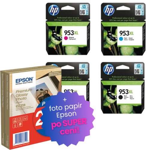 Epson Komplet kartuš HP nr.953XL (BK/C/M/Y), original + foto papir po SUPER ceni Cene