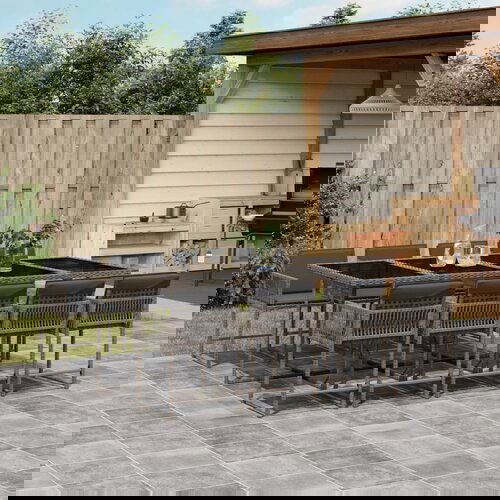 VidaXL 9-dijelni vrtni blagovaonski set sivi od poliratana Slike