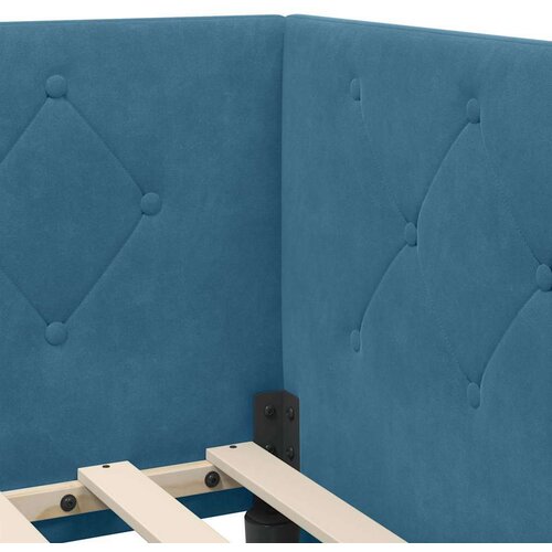 VidaXL Kutni okvir kreveta s uzglavljem Plava 90 x 200 cm Bar&amp;scaron;un Slike