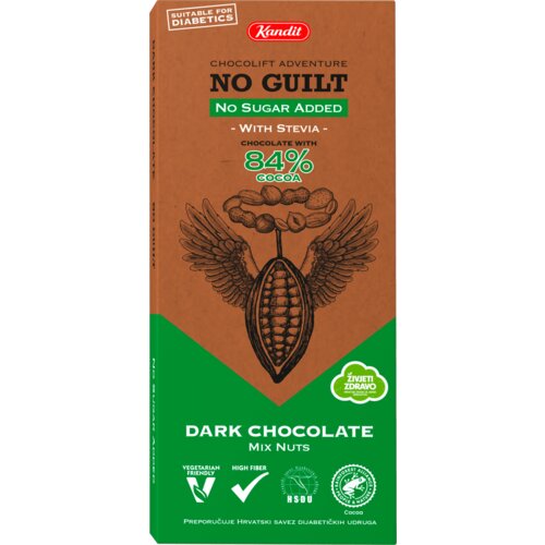 Kandit crna čokolada no guilt mix nuts 84% 80g Cene