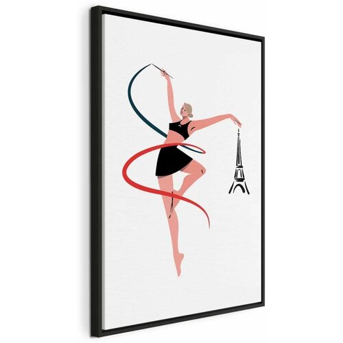  Slika - Rhythmic Gymnastics - Illustration of a Woman With a Ribbon 80x120 U crnom drvenom okviru Cene
