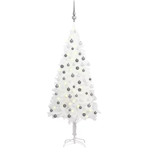  Umjetno božićno drvce s LED svjetlima i kuglicama bijelo 120 cm