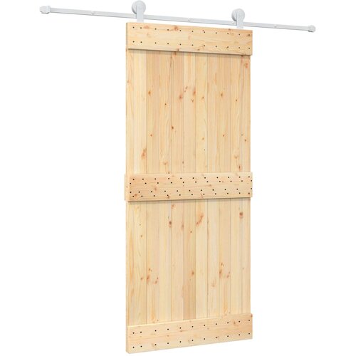  Klizna vrata Prirodna i bijela 90 x 210 cm Čvrsta borovina Slike